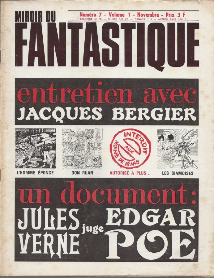 MIROIR DU FANTASTIQUE magazine side cover Issue 7 November 1968