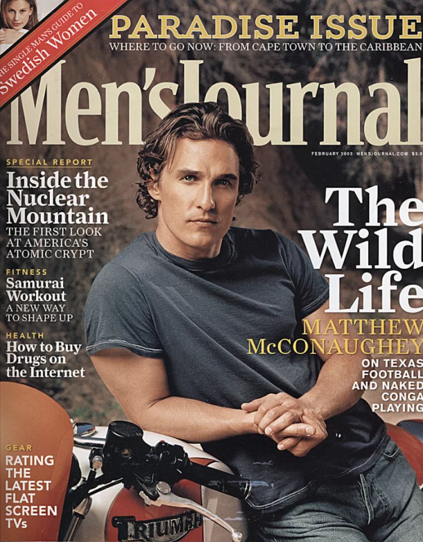 MENS JOURNAL USA magazine side cover  February 2003