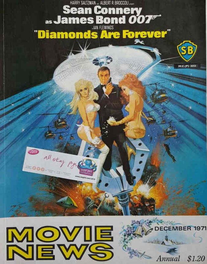 MOVIE NEWS magazine side cover  December 1971