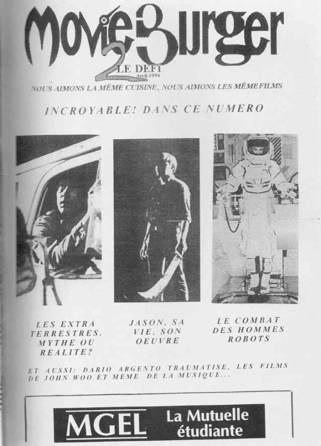 MOVIE BURGER magazine side cover Issue 2  April 1994