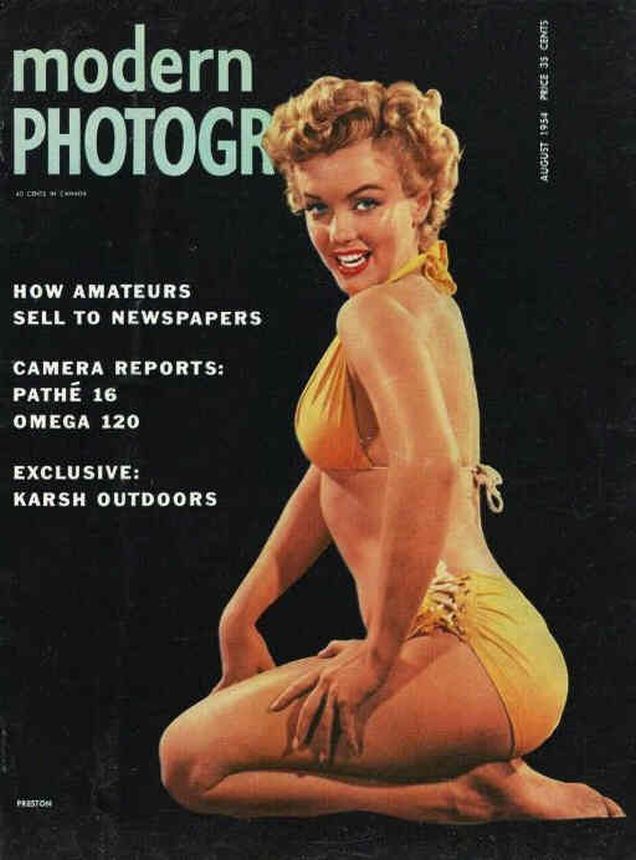MODERN PHOTOGRAPHY magazine side cover  August 1954