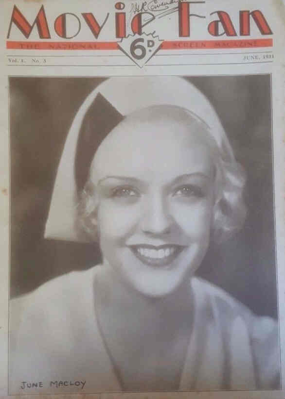 MOVIE FAN (UK) magazine side cover Issue 3  June 1931