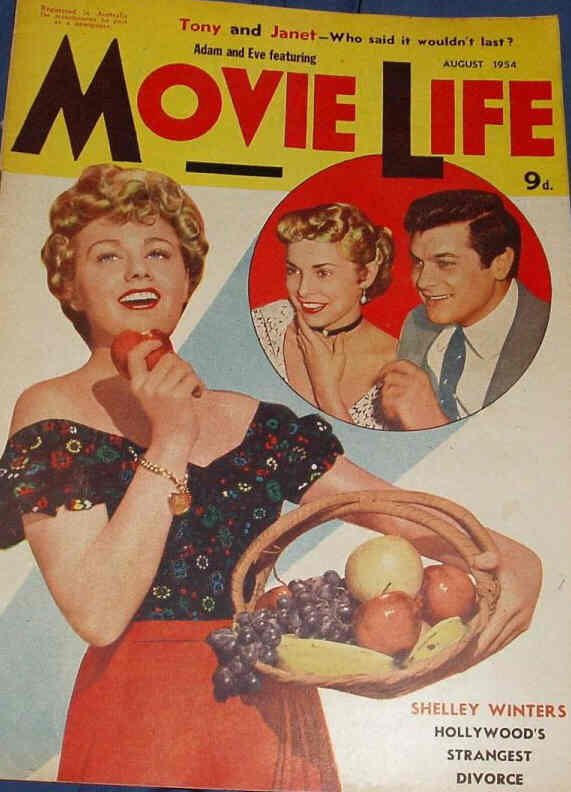MOVIE LIFE (Au) magazine side cover  August 1954
