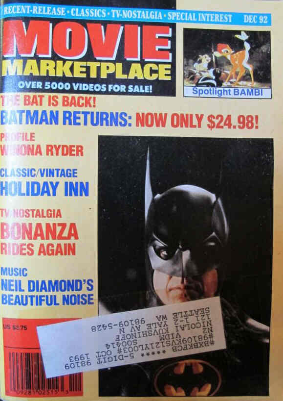 MOVIE MARKETPLACE magazine side cover December 1992