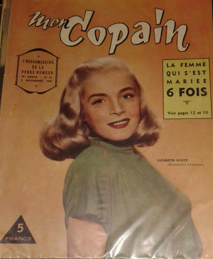 MON COPAIN magazine side cover 5 November 1949