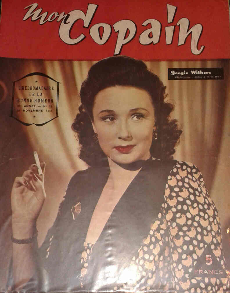 MON COPAIN magazine side cover 26 November 1949