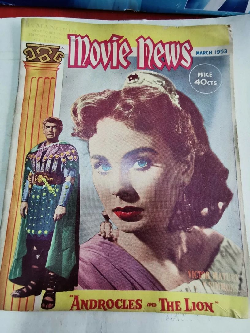 MOVIE NEWS magazine side cover  March 1953