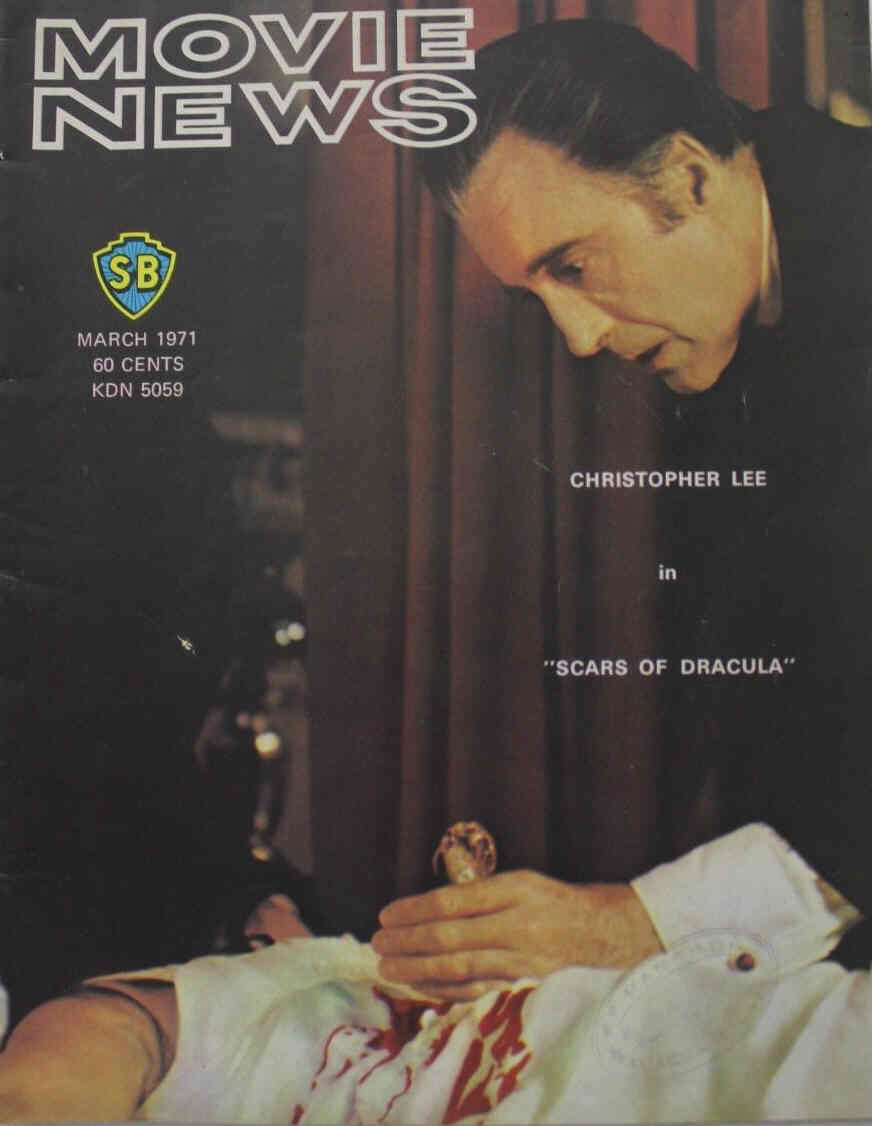 MOVIE NEWS magazine side cover March 1971