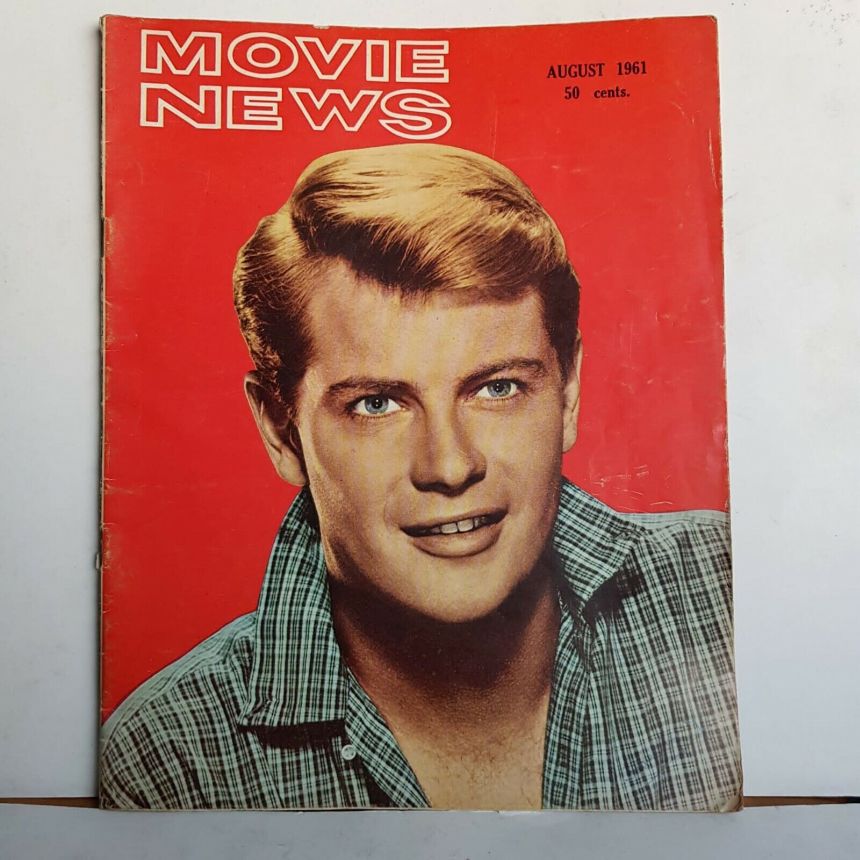 MOVIE NEWS magazine side cover  August 1961