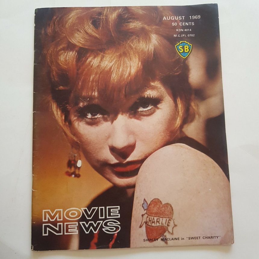 MOVIE NEWS magazine side cover  August 1969
