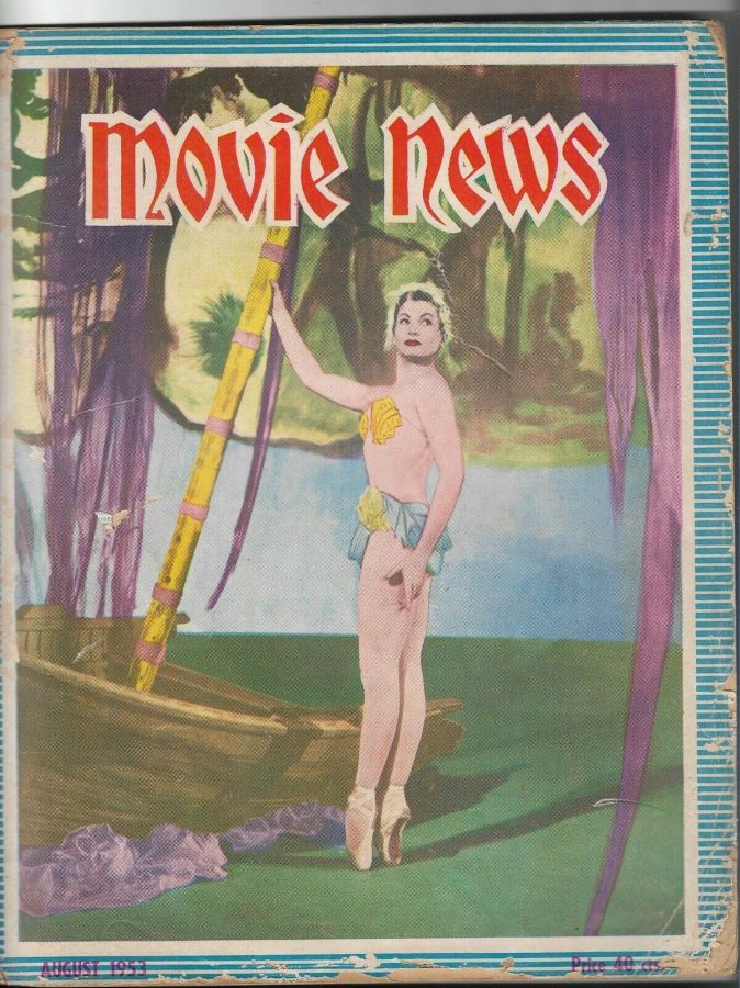MOVIE NEWS magazine side cover  August 1953