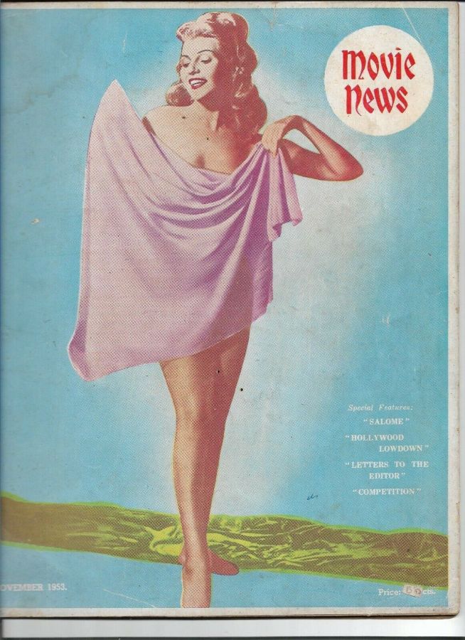 MOVIE NEWS magazine side cover  November 1953