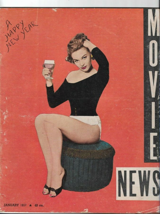 MOVIE NEWS magazine side cover  January 1957