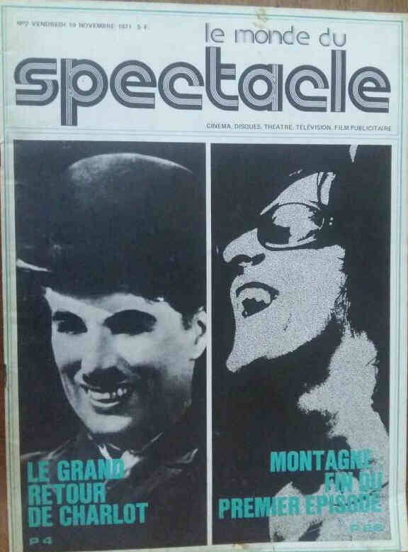 MONDE DU SPECTACLE | LE magazine side cover Issue 2 19 November 1971