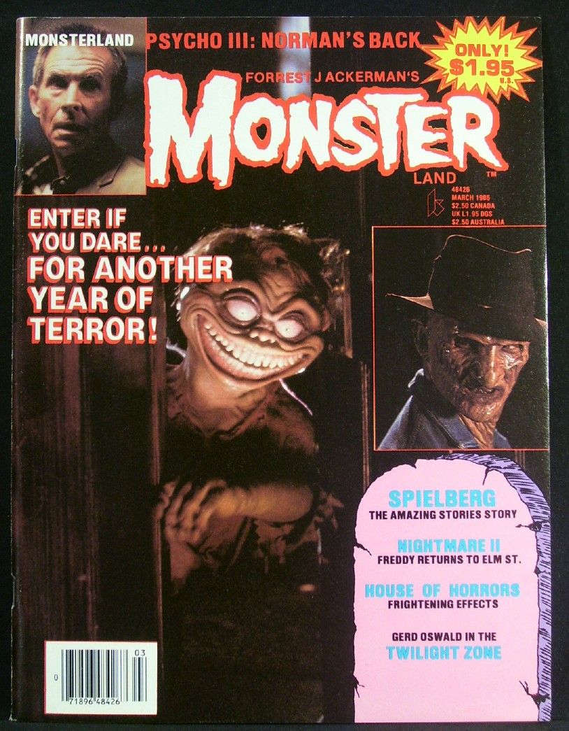 MONSTERLAND magazine side cover Issue 8 March 1986