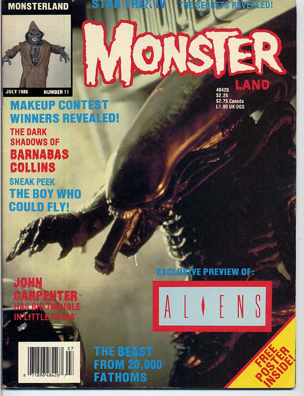 MONSTERLAND magazine side cover Issue 11 July 1986