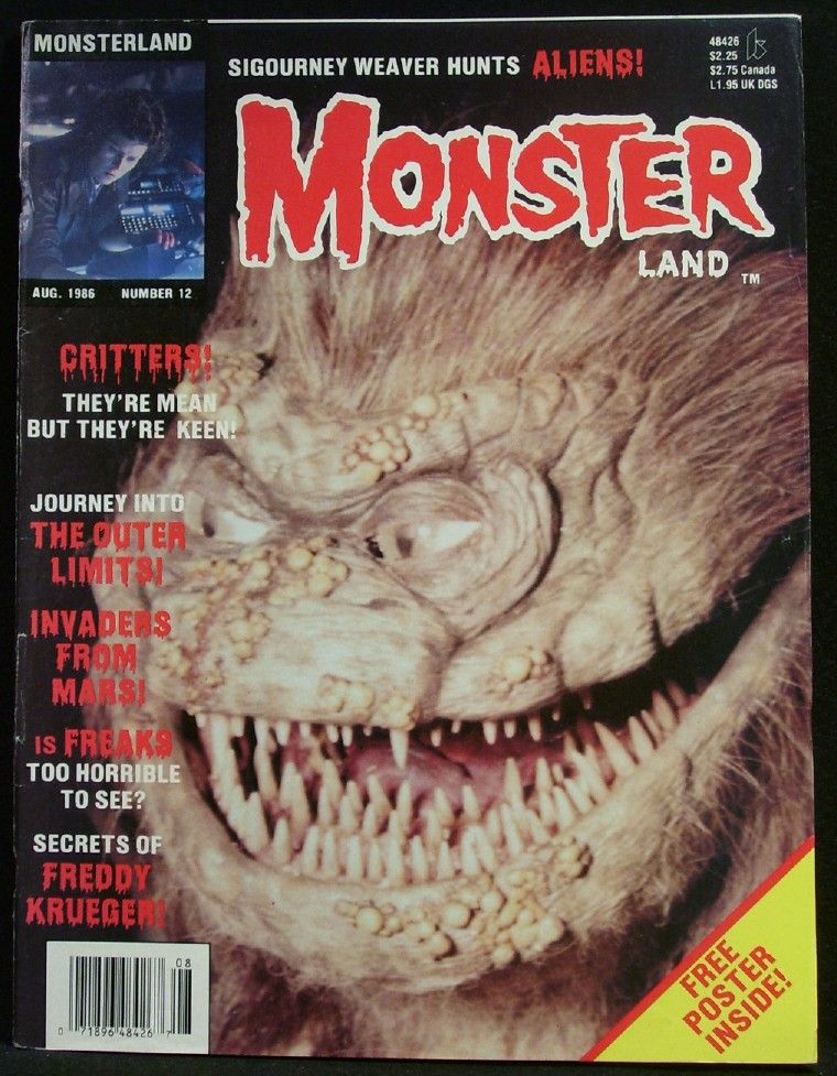 MONSTERLAND magazine side cover Issue 12 August 1986