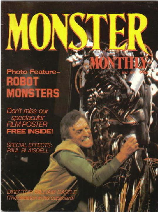 MONSTER MONTHLY magazine side cover Issue 8 November 1982