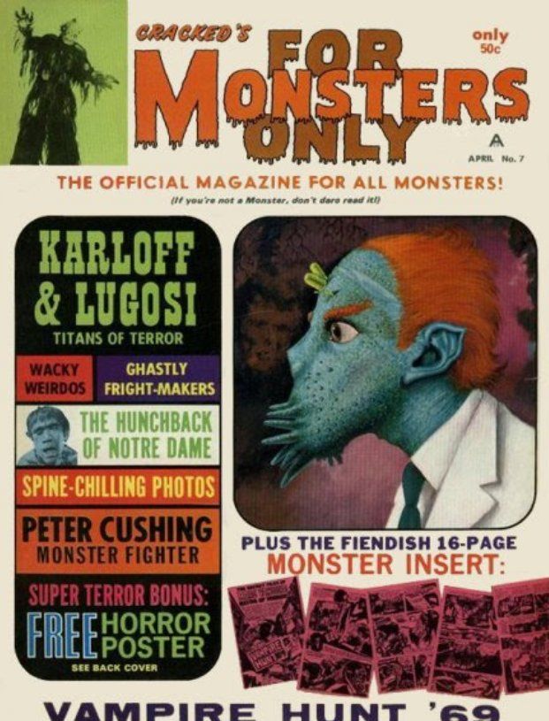 FOR MONSTERS ONLY magazine side cover Issue 7 April 1969