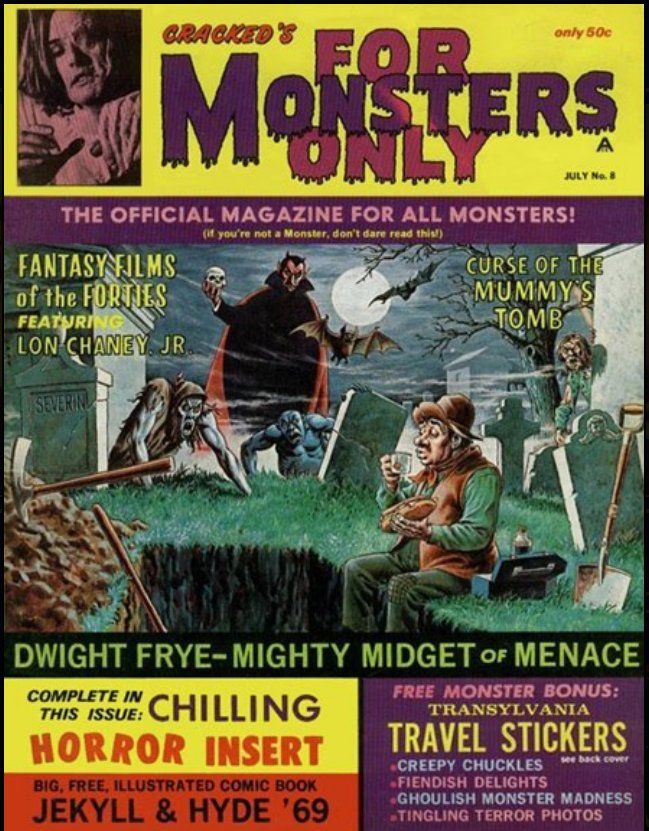 FOR MONSTERS ONLY magazine side cover Issue 8 July 1969
