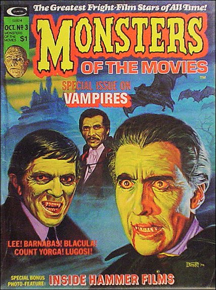 MONSTERS OF THE MOVIES magazine side cover Issue 3 October 1974