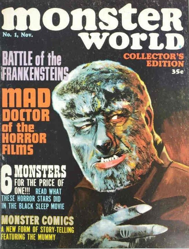 MONSTER WORLD magazine side cover Issue 1 November 1964