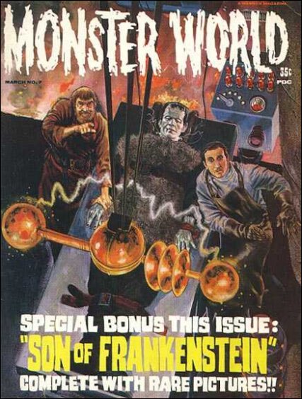 MONSTER WORLD magazine side cover Issue 7 March 1966