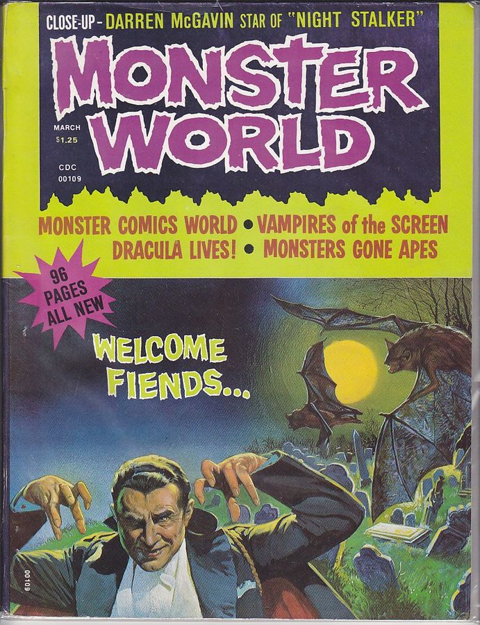 MONSTER WORLD/QUASIMODOS MONSTER MAGAZINE magazine side cover Issue 1 March 1975