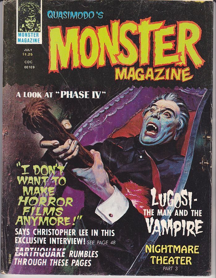 MONSTER WORLD/QUASIMODOS MONSTER MAGAZINE magazine side cover Issue 3 July 1975