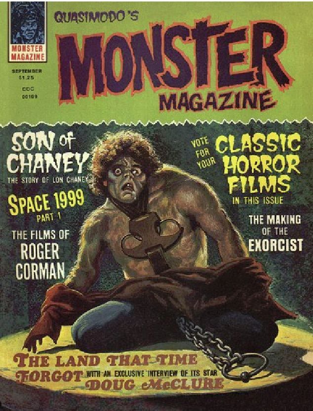 MONSTER WORLD/QUASIMODOS MONSTER MAGAZINE magazine side cover Issue 4 September 1975