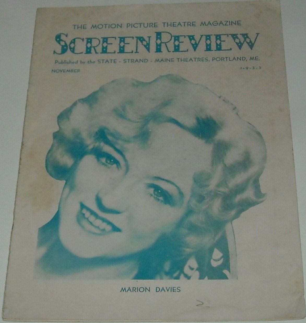 MONTHLY SCREEN REVIEW | THE magazine side cover  November 1933