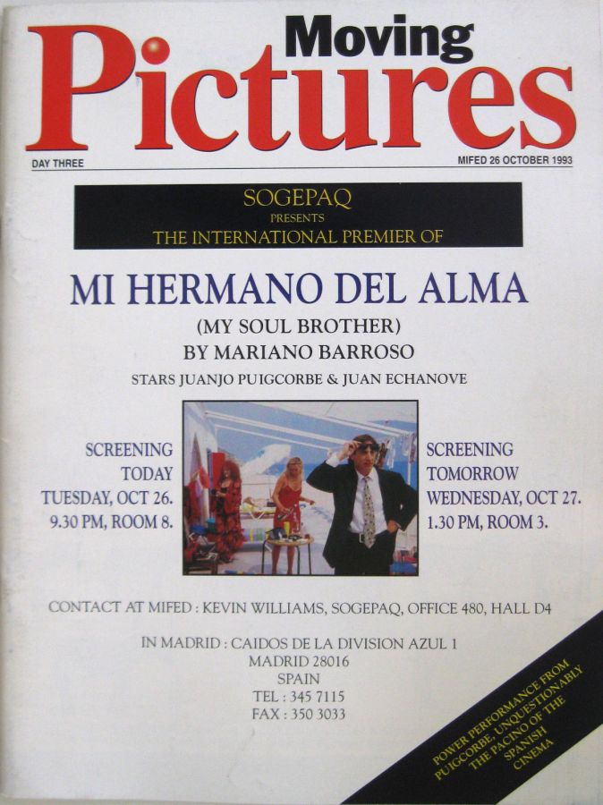 MOVING PICTURES INTERNATIONAL magazine side cover  Special 26 October 1993