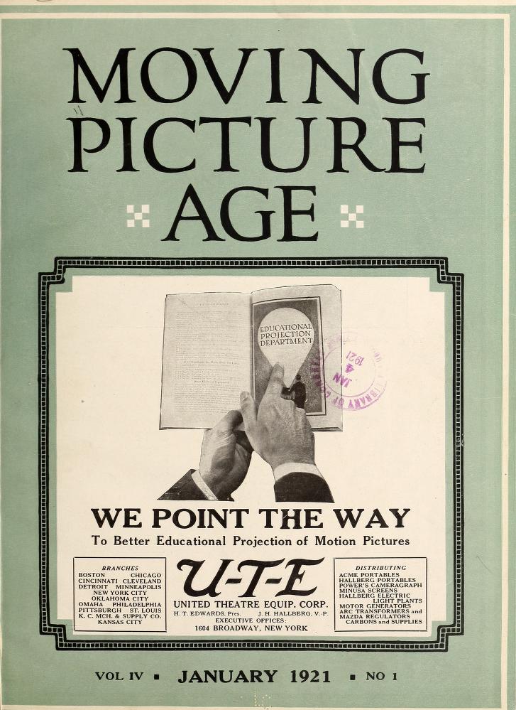 MOVING PICTURE AGE magazine side cover January 1921