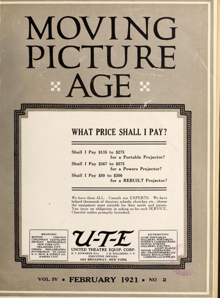 MOVING PICTURE AGE magazine side cover February 1921
