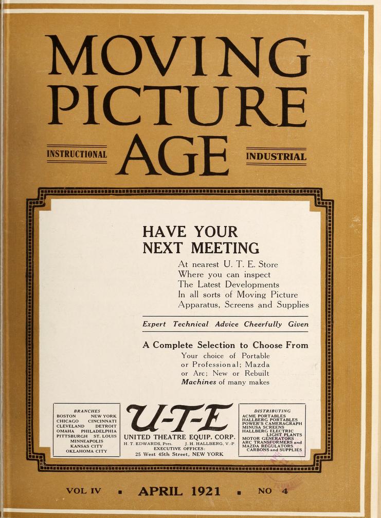 MOVING PICTURE AGE magazine side cover April 1921