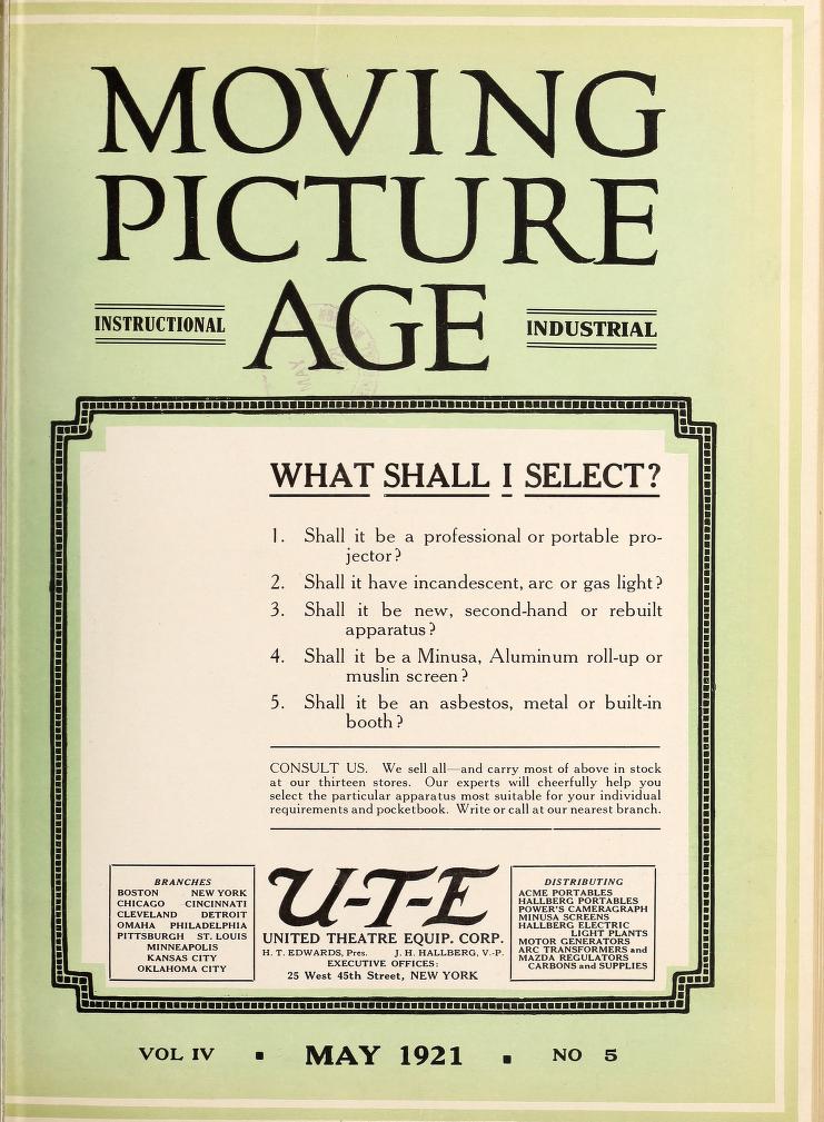 MOVING PICTURE AGE magazine side cover May 1921