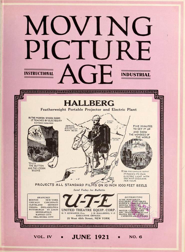 MOVING PICTURE AGE magazine side cover June 1921
