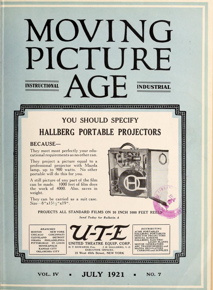 MOVING PICTURE AGE magazine side cover July 1921