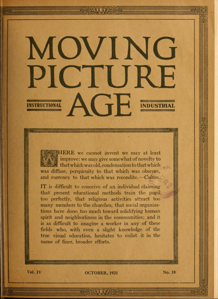 MOVING PICTURE AGE magazine side cover October 1921