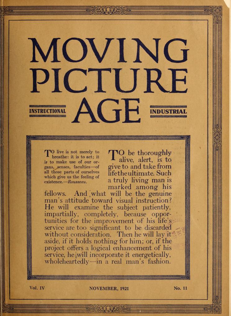 MOVING PICTURE AGE magazine side cover November 1921