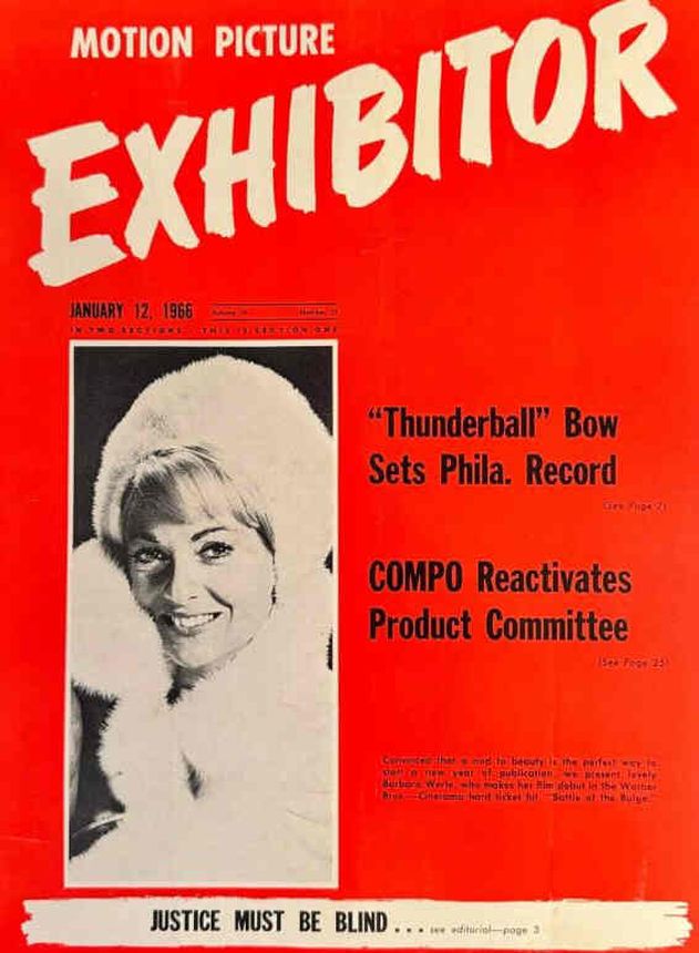 MOTION PICTURE EXHIBITOR magazine side cover 12 January 1966