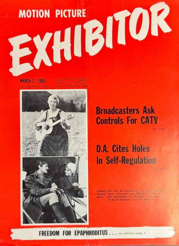 MOTION PICTURE EXHIBITOR magazine side cover 2 March 1966