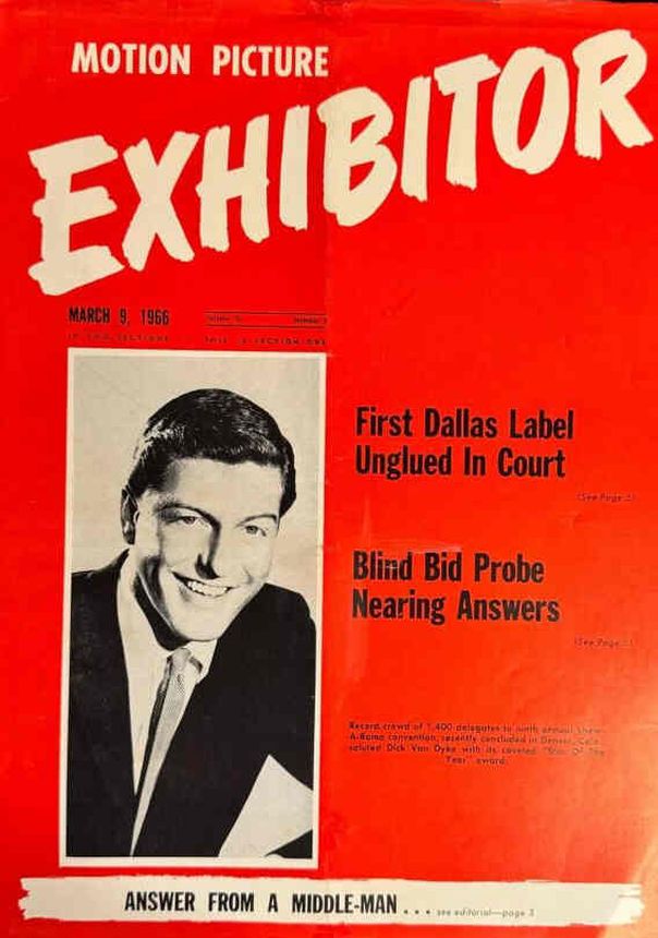 MOTION PICTURE EXHIBITOR magazine side cover 9 March 1966