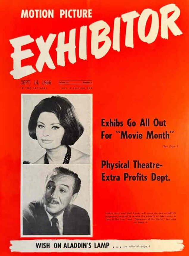 MOTION PICTURE EXHIBITOR magazine side cover 14 September 1966