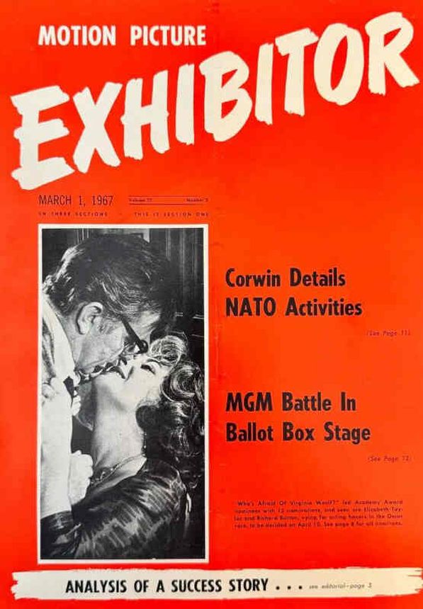 MOTION PICTURE EXHIBITOR magazine side cover 1 March 1967