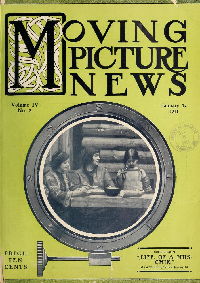 MOTION PICTURE NEWS magazine side cover 14 January 1911