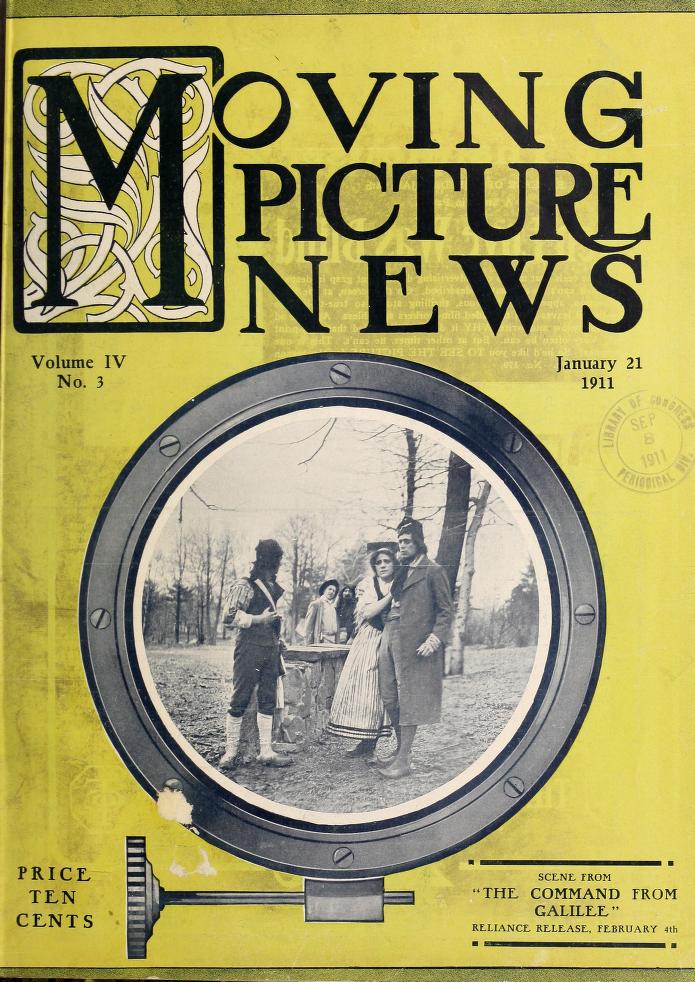 MOTION PICTURE NEWS magazine side cover 21 January 1911