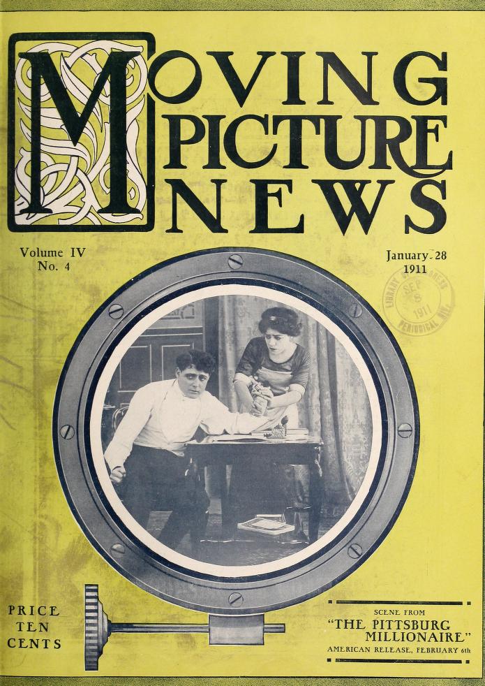 MOTION PICTURE NEWS magazine side cover 28 January 1911