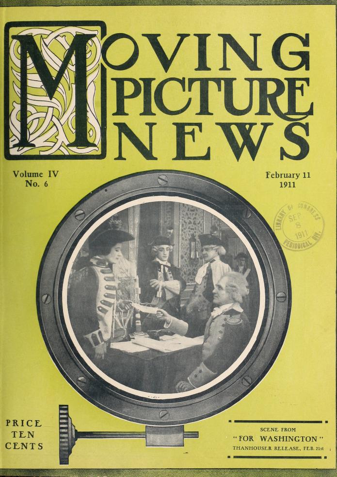 MOTION PICTURE NEWS magazine side cover 11 February 1911