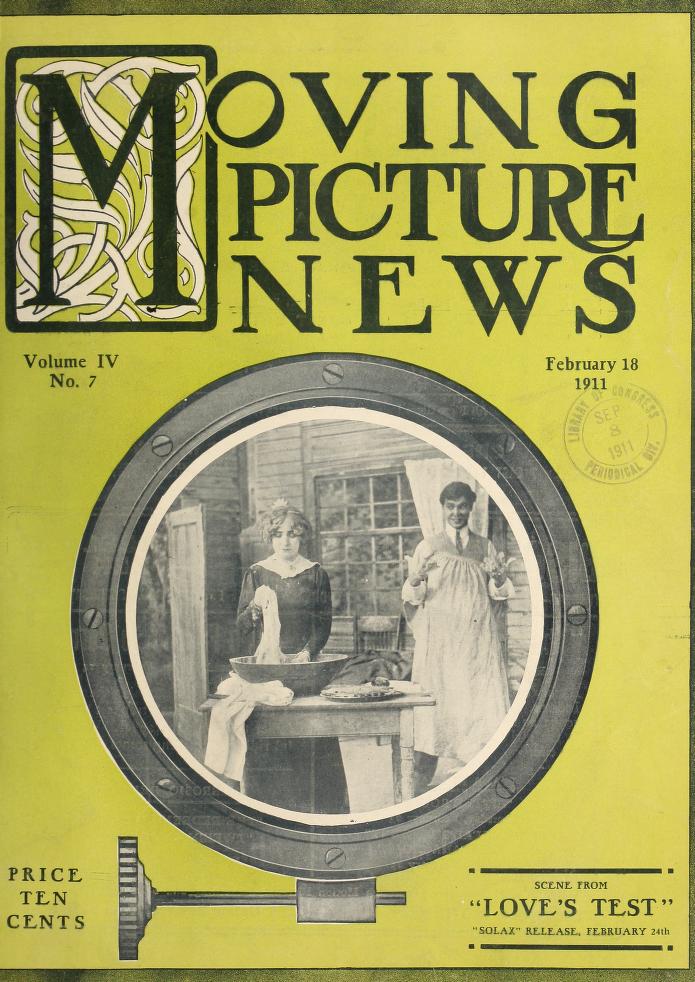 MOTION PICTURE NEWS magazine side cover 18 February 1911